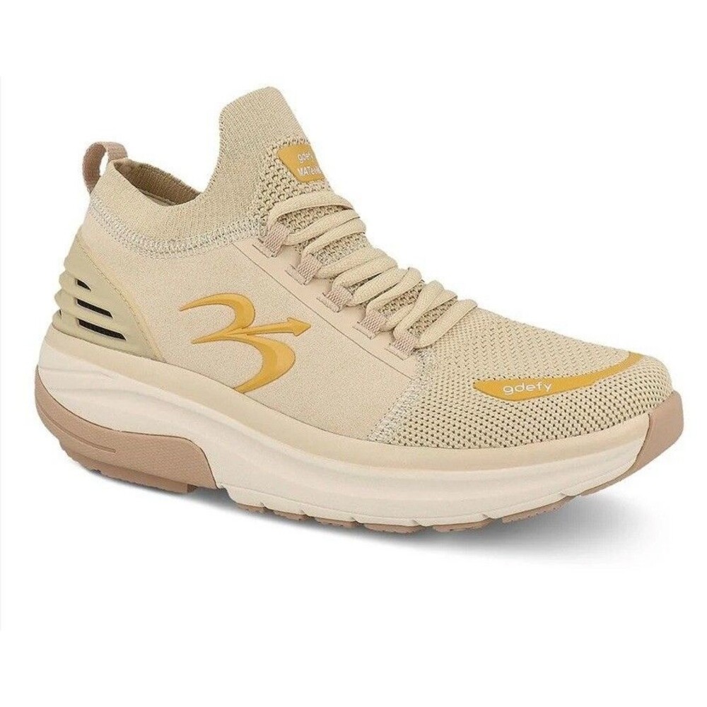 GDEFY VersoShock Orthotic Knit Active Sneakers MATeeM Beige/Gold Wmns Size 6M